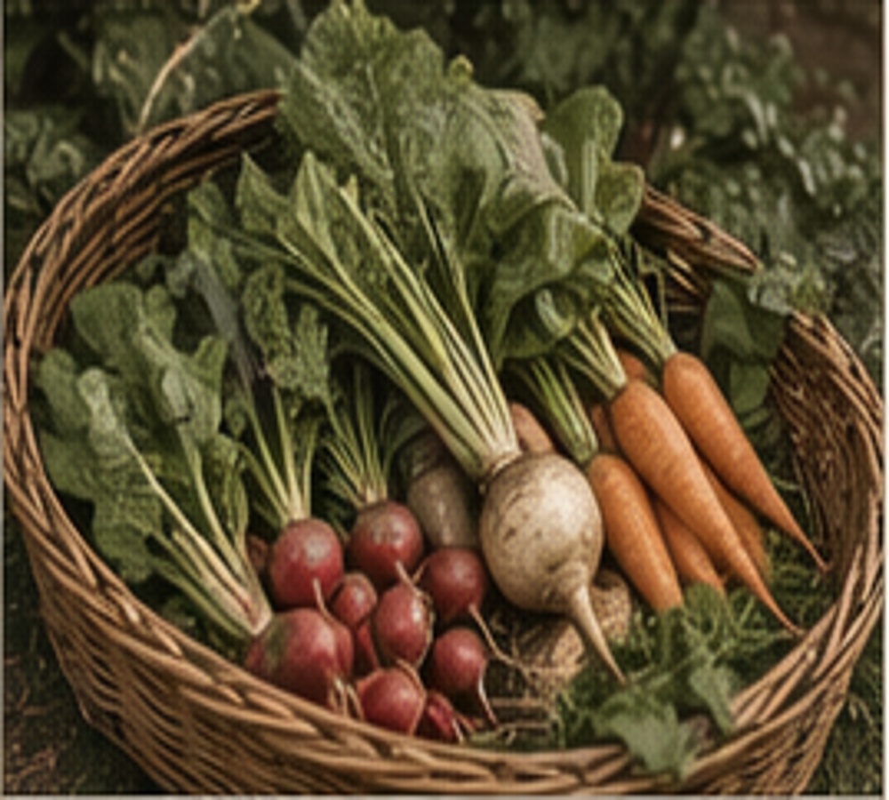 Seasonal vegetables in a basket